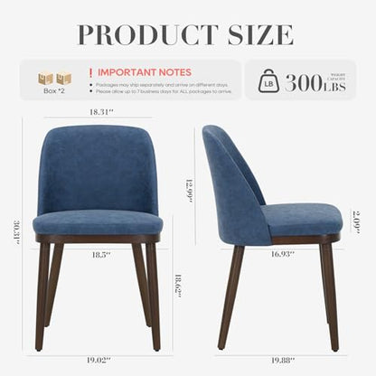 COLAMY Upholstered Dining Chairs Set of 4, Modern Kitchen Chairs with Back, Leather Side Dining Room Chairs with Wood Legs for Kitchen Dining Room Restaurant,Blue - color: Blue, size: Set of 4