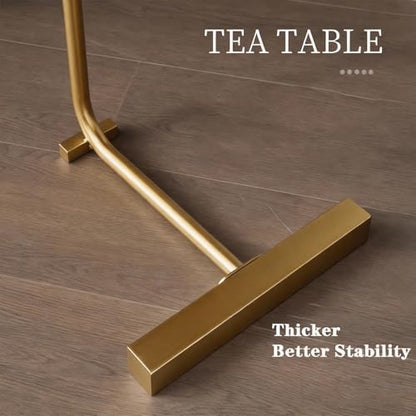 Small Side End Table New C Table Narrow Round Bed Sofa Couch Coffee Dinner Table for Snack Drink TV Tray, Slim Gold Rustic End Table Modern Simplicity, Metal and Wood - 24 Inch - color: Wanut Color