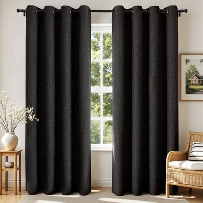 Joydeco Blackout Curtains 72 Inches Long 2 Panels Burg, Room Darkening Curtains for Bedroom, 100% Black Out Textured Thermal Drapes Privacy Protection 2 Panels Set(W52 x L72 Inch, Black) - color: Black, size: 52"W x 72"L (Pack of 2)