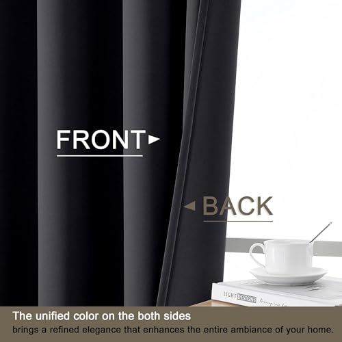 100% Blackout Curtains - Solid Thick Soft Fabric Thermal Insulated Grommet Full Light Blocking Curtains for Bedroom Living Room Dining Room, Black, 2 Panels, 2x40Wx63L Inches - color: Black, size: 40"W x 63"L (Pack of 2)