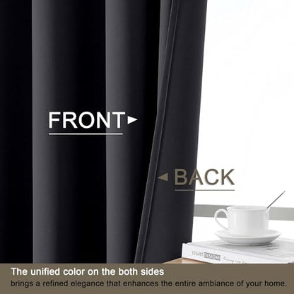 100% Blackout Curtains - Solid Thick Soft Fabric Thermal Insulated Grommet Full Light Blocking Curtains for Bedroom Living Room Dining Room, Black, 2 Panels, 2x40Wx63L Inches - color: Black, size: 40"W x 63"L (Pack of 2)