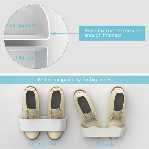 Wall Mounted Shoes Rack 6Pack with Sticky Hanging Strips, Plastic Shoes Holder Storage Organizer,Door Shoe Hangers (SM03-White-6) - color: SM03-White-6