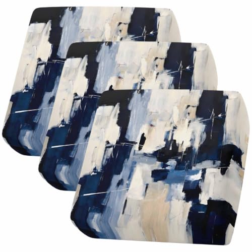 Couch Cushion Covers Abstract Textural Layers Non Slip Sofa Cushion Covers Minimalist Navy Cream Color Block Washable Stretch Seat Covers for Couch Furniture Decor S-3pcs - size: S-3pcs