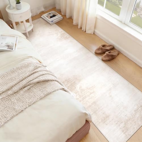 2x8 Runner Rug Washable Hallway Rugs: Modern Abstract Kitchen Rug Soft Non Slip Neutral Long Runners Stain Resistant Indoor Carpet for Entryway Bedroom Laundry Home(Beige,2'x8') - color: Beige, size: 2' x 8' (Rectangular)