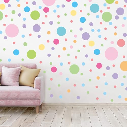 Colored Polka Dots Wall Decals - 12 Sheets 276 Pcs Removable Colorful Polka Dots Wall Sticker Peel and Stick Round Circle Wall Decor for Bedroom Playroom Classroom Nursery - color: Polka Dots