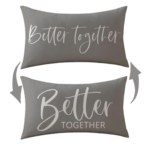 ULOVE LOVE YOURSELF Better Together Lumbar Throw Pillow Cover Romantic Couple Reversible Decorative Pillowcase12''x20'' Double-Sided Print Cushion Cover for Bed/Sofa (Grey) - color: Grey