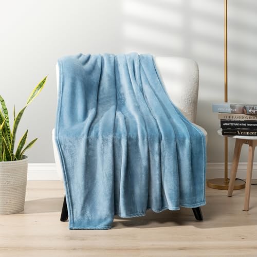 PAVILIA Fleece Blanket Throw Twin Size | Super Soft, Plush, Luxury Flannel Throw | Lightweight Microfiber Blanket for Sofa Couch Bed (Dusty Blue, 60x80 inches) - color: Dusty Blue, size: 60 x 80 Inches - Twin