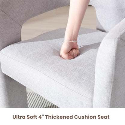 HNY Modern Chenille Barrel Single Dining Chair, Grey | Upholstered Accent Armchair With 18.9" Wide Seat No Assembly Required For Living Room Bedroom Vanity Small Spaces - color: Grey Chenille
