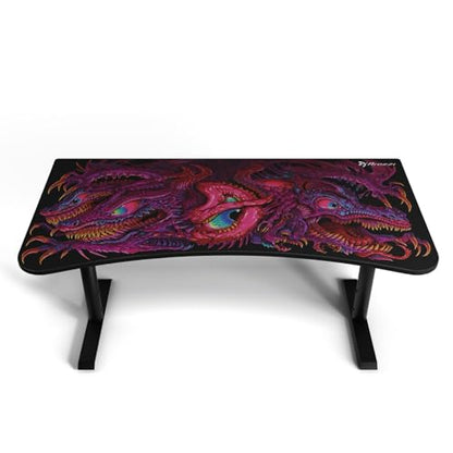 Arozzi Arena Special Edition Ultrawide Curved Gaming and Office Desk with Full Surface Water Resistant Desk Mat Custom Monitor Mount Cable Management Cut Outs - Crawling Chaos | Full Surface Water-Resistant Desk Mat, Monitor Mount Cut-Outs, Cable Manageme