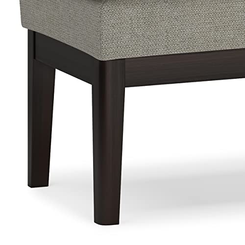 SIMPLIHOME Carlson Ottoman Bench - 45 inch Wide Upholstered Vegan Leather Rectangle Ottoman in Greige, Mid Century Modern Bench for Bedroom, Entryway or Living Room with Padded Seat - color: Greige, style: Ottoman Bench