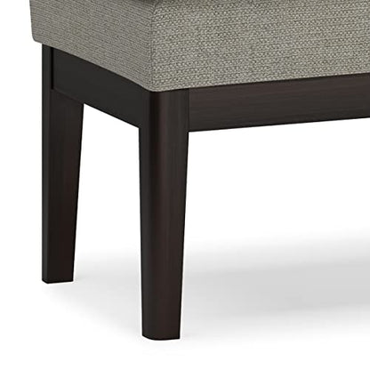 SIMPLIHOME Carlson Ottoman Bench - 45 inch Wide Upholstered Vegan Leather Rectangle Ottoman in Greige, Mid Century Modern Bench for Bedroom, Entryway or Living Room with Padded Seat - color: Greige, style: Ottoman Bench