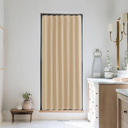 NICETOWN Biscotti Beige Blackout Curtains 63 Inches Long for Kitchen Window | Farmhouse Thermal Insulated Energy Saving Noise Reducing Bedroom Living Room Curtains, 38 x 63, 1 Panel with Hooks - color: Biscotti Beige, size: 38"W x 63"L (Pack of 1)