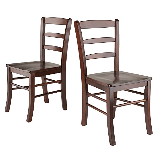 Winsome Groveland 3-Pc Dining Table with 2 Ladder Back Chairs, Walnut - color: Walnut
