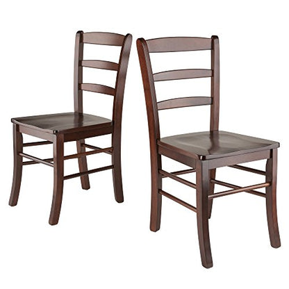 Winsome Groveland 3-Pc Dining Table with 2 Ladder Back Chairs, Walnut - color: Walnut