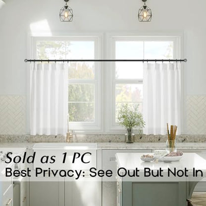 Lino Rosa Pinch Pleated Bathroom Window Curtain, Short White Sheer Privacy Curtain that Light in, 24 x 30 Inch Length - color: White, size: 24"W x 30"L (Pack of 1)