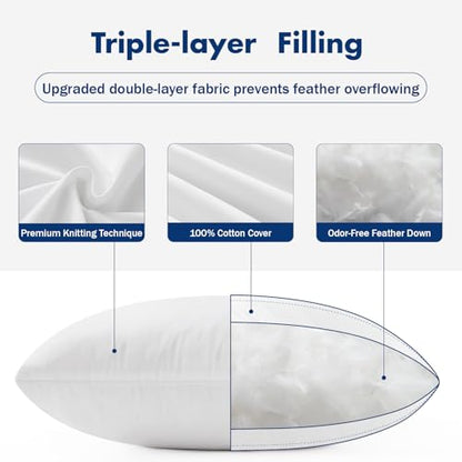 MIULEE 12x16 Inch Down Feather Pillow Insert with Cotton Fabric | Fluffy and Comfy Throw Pillow for Bed Couch and Sofa - size: 12x16 Inch