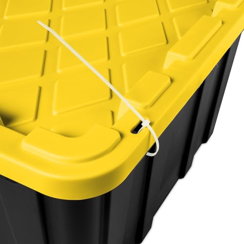 27 Gallon Plastic Storage Container with Snap-On Lid, Heavy-Duty Industrial Tote, Black and Yellow, 28.5x19.6x15.5 Inches, 6 Pack (6, Black/Yellow)