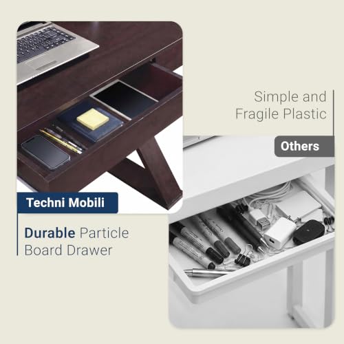 Techni Mobili 47" Trendy Writing Desk w/Drawer,Modern Home Office,Espresso | 47" modern writing desk with storage drawer, sturdy frame, sleek espresso finish, and compact workspace ideal for home office