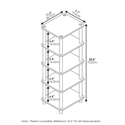 FURINNO LAci 4-Bins System Rack, Oak/Black/Light Brown - color: Oak/Black/Light Brown, size: 4-Bins