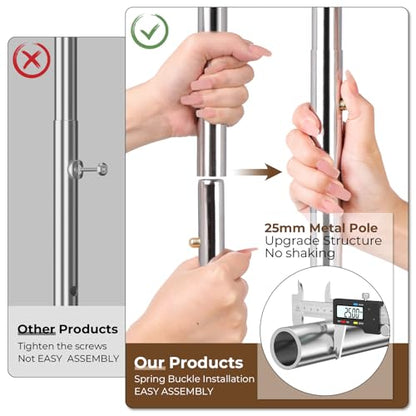 HYSEYY Heavy Duty Clothes Rack, Rolling Clothing Rack With Shelves Load 620 LBS, Double Rod Clothing Racks for Hanging Clothes, Portable& Adjustable Clothes Rack with Wheels Garment Rack - color: Sliver