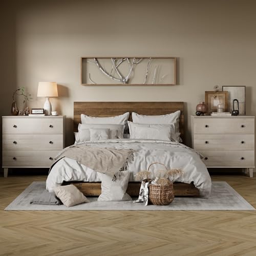 Rustic Drawer Dresser with 6 Drawers Storage Dressers Organizer for Bedroom, Living Roomm,Light Oak - color: Beige