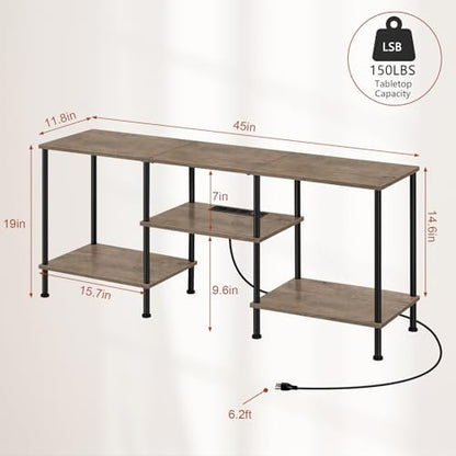 50 inch TV Stand for Living Room Small Entertainment Center with Storage Shelf & Power Outlets, Modern Farmhouse TV Console Table Media Cabinet for Bedroom, Rustic Grey - color: Rustic Grey