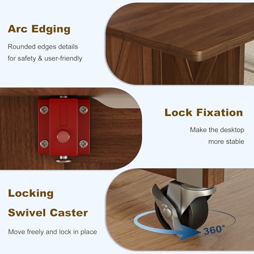 Folding Dining Table for 2-6, Designed for Small Spaces, Walnut | 52.7" Folding Dining Table with 6 Wheels, Drop Leaf Table with Drawers, Shelves and Wine Rack for Small Spaces - color: Walnut