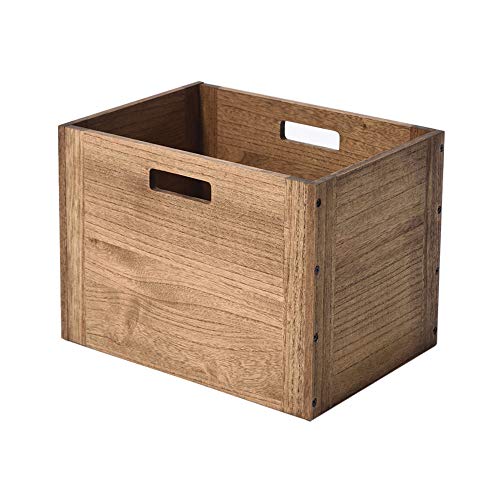 KIRIGEN Stackable Wood Storage Cube with Handles, Open Cubby Bin, Brown | Open-Front Wooden Crate Box for Books, Clothes, Shoes, Closet Storage, and Display for Home Office, Assembly Required - color: Dark Brown, size: L/10.3*14.2*10.3(C26)