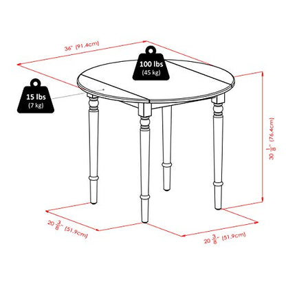 Winsome Sorella 5-pc Set Round Drop Leaf Table, Walnut - color: Walnut, size: Table + 4 Chairs