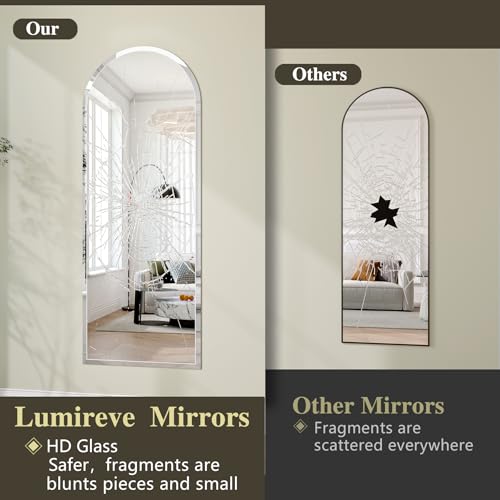 Over the Door Mirror Full Length, 48x14 Inch Frameless Door Mirror | 2 Hooks, frameless, full length, 20mm beveled edge, 5mm HD glass, rectangle, anti-rust, for bedroom/entryway/cloakroom - size: 48"L x 14"W