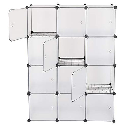 13.8 Inchs Cube Storage Organizer, Storage Cubes Shelves Bookshelf,Portable Closet Storage Shelves for Kids, Closet, Bedroom, Bathroom, Office White (12-Cube)