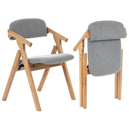 Folding Chairs with Padded Seats,Wooden Stackable Dining Chair,Easy to Store Foldable Dining Chairs for Kitchen, Living Room, Wedding Party Picnic (Dark Gray) - color: Dark Gray