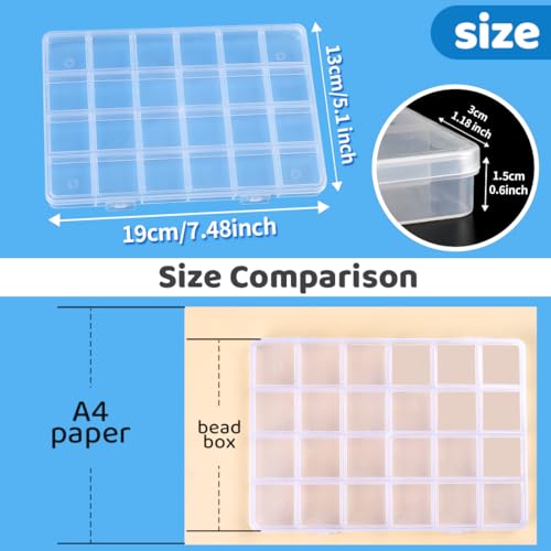 Eppingwin 24 Grids Bead Organizer, Craft Organizers and Storage, Acrylic Organizers, Plastic Bead Organizer Box for Crafts Organizing Storing (4 pcak) - color: 24 grids(4 P)