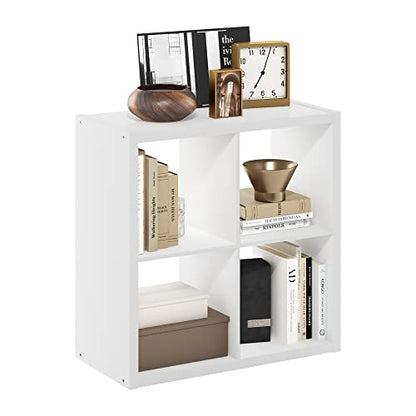 Furinno Cubicle Book Shelf, 4-Cube Bookshelf, Extra Thick Frame Reversible Bookcase with Open Back, 14.6 x 30 x 30, for Living Room, Bedroom, Home Office, Plain White - color: Plain White, size: 4-Cube