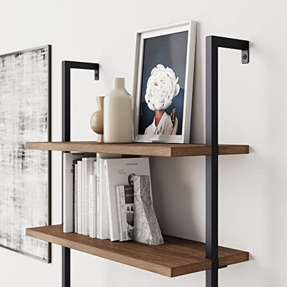 Nathan James Theo 6-Shelf Tall Bookcase, Wall Mount Bookshelf with Reclaimed Wood and Industrial Metal Frame, Oak/Black - color: Oak/Matte Black, size: 1
