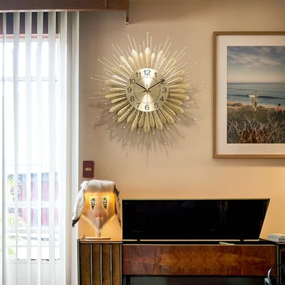 Large Wall Clock,27inch Gold Wall Clock Non-Ticking Mid Century Wall Clocks for Living Room Decor,Battery Operated Wall Clock for Bedroom&Living Room - size: 27inch-normal