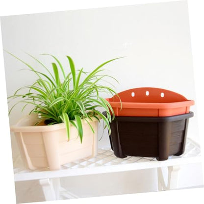 POPETPOP 2Pcs Modern Half Dome Hanging Planters for Use Durable Flower Pots Beige White Brick Red for Wall Balcony and Garden Decor