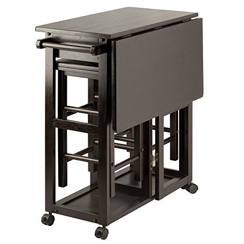 Winsome Suzanne Kitchen Table Set with Stools, Coffee, 33" | Convenient Sturdy Mobile Kitchen & Dining Room Table & Chairs with Storage for Small Spaces, Dorms, Apartments - color: Coffee Finish
