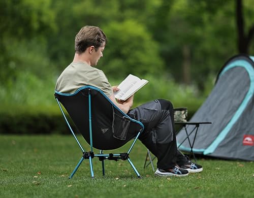 MARCHWAY Lightweight Folding Camping Chair with Spring Lock, Stable Compact Portable for Outdoor Camp, Travel, Beach, Picnic, Festival, Hiking, Backpacking (Lowback Blue) - color: Lowback Blue