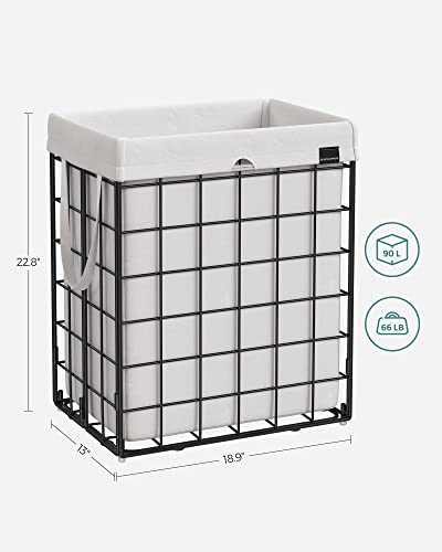 SONGMICS Laundry Hamper, 23.8 Gal. (90L) Laundry Basket, Collapsible Clothes Hamper, Black and White ULCB190W01 - color: Cream White, size: 90 L
