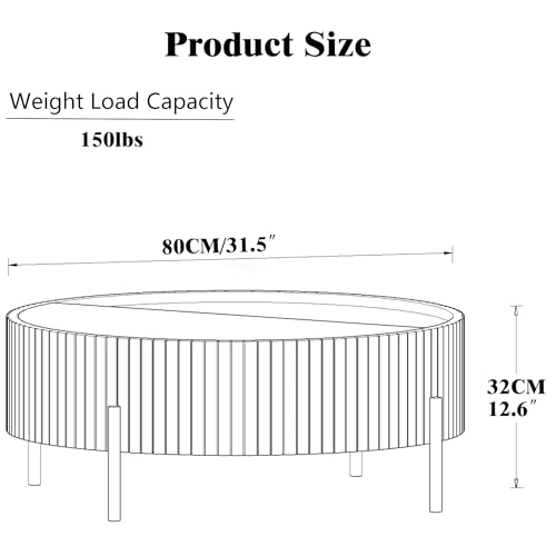 Modern 31.5” Round Coffee Table, Small Center Table with Large Built in Storage, MDF Wood Side Table, Dinning Table for Living Room, Apartment, Small Space.(Natural) - color: Natural-d