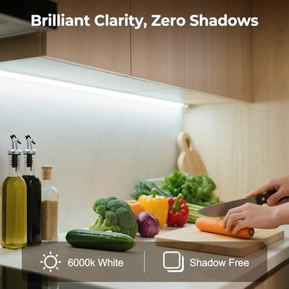 60inch Plug in Under Cabinet Lighting Strip for Kitchen, 120V Bright LED Under Counter Lights 6000k White Slim, Luces para Cocina Bajo Gabinete Under Shelf Wired Light for Sink/Workbench/Bookshelf - size: 60inch