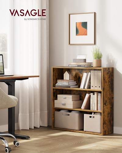 VASAGLE Custos Collection - Bookshelf, 3-Tier Bookcase, Book Shelf, Open Storage Shelf, 9.4 x 31.5 x 32 Inches, for Living Room, Home Office, Dinning Room, Rustic Brown ULBC173X01 - color: Rustic Brown, size: 3 Tiers (31.5"W), style: 1 Pack