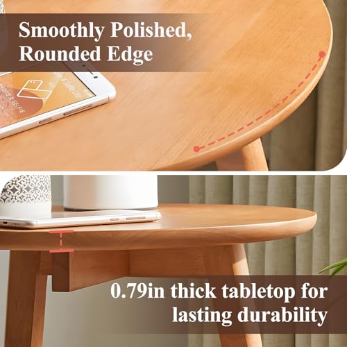 Side Table, 2-Tier Round End Tables Living Room, Mid Century Modern Side Table, Round Nightstand, Oak Accent Table, Small Round Coffee Table, 16.54" Dia.x 23.62" H(Natural) - color: Natural