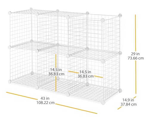 Whitmor Storage Cubes - Stackable Interlocking Wire Shelves - White (Set of 6)