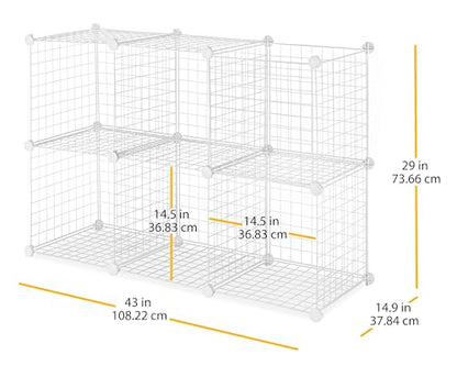 Whitmor Storage Cubes - Stackable Interlocking Wire Shelves - White (Set of 6)