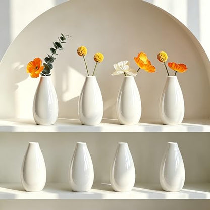 Modern Small Flower Vases 8 Pack - Ceramic, White - color: 8 Pack White - Style 11
