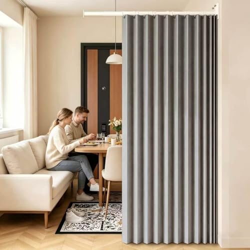 Studio Apartment Room Divider & Metal Support Pole, Space-Saving Room Separator Curtain, Blackout Privacy Partition Panels, Wall Mounted Curtains Tracks Set(D,29.5-43.3in/75-110cm) - color: D, size: 29.5-43.3in/75-110cm