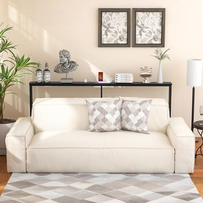 VASMIA 70.9 Inch Narrow Console Table with Outlet,Bamboo Sofa Table,Behind Couch Table,Skinny Hallway Table for Entryway Living Room,Foyer,Black - color: Black, size: 5.91"D x 70.87"W x 29.52"H