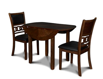 New Classic Furniture Gia 3-Piece Drop Leaf Dining Table Set with 2 Chairs, 42-Inch, Brown - color: Brown, size: Dining Set